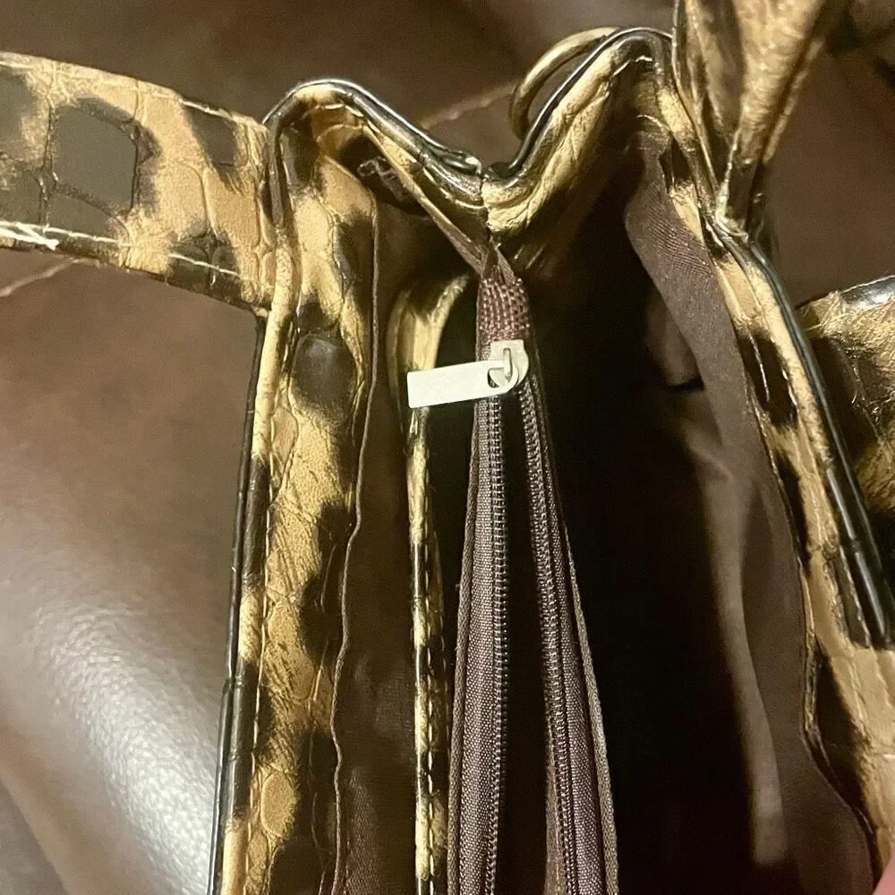 Leopard Mini Satchel Bag with Lock Closure and 41” Crossbody Strap NWOT